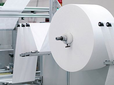 Detail of mask machine material roll