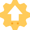 Icon of gear with up arrow